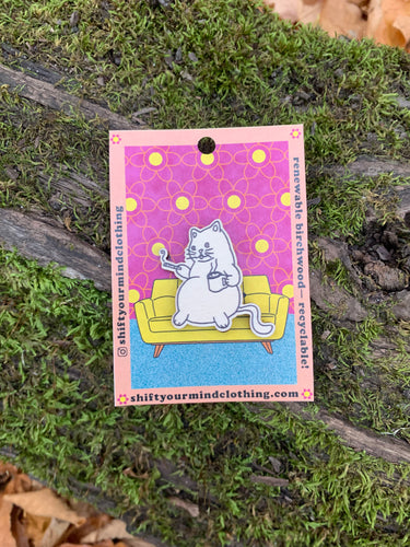 Chill Cat Wooden Pin